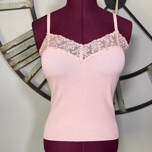 Chico's Pink Lace Trim Cami Top